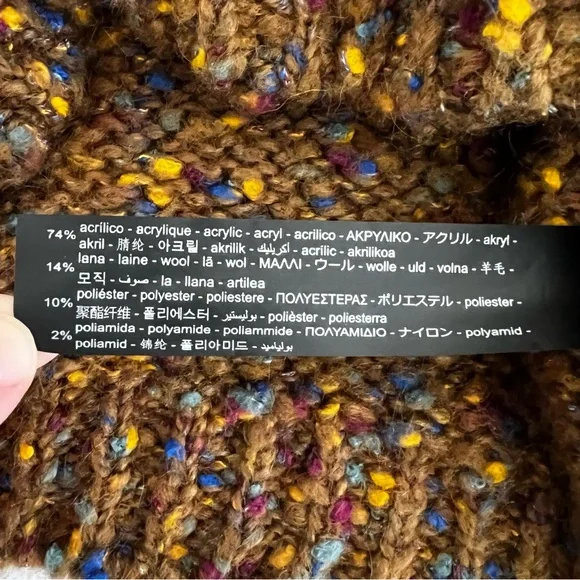 *SOLD* Zara Knit Multicolor Balloon Sleeve Sweater Brown - Picture 13 of 15